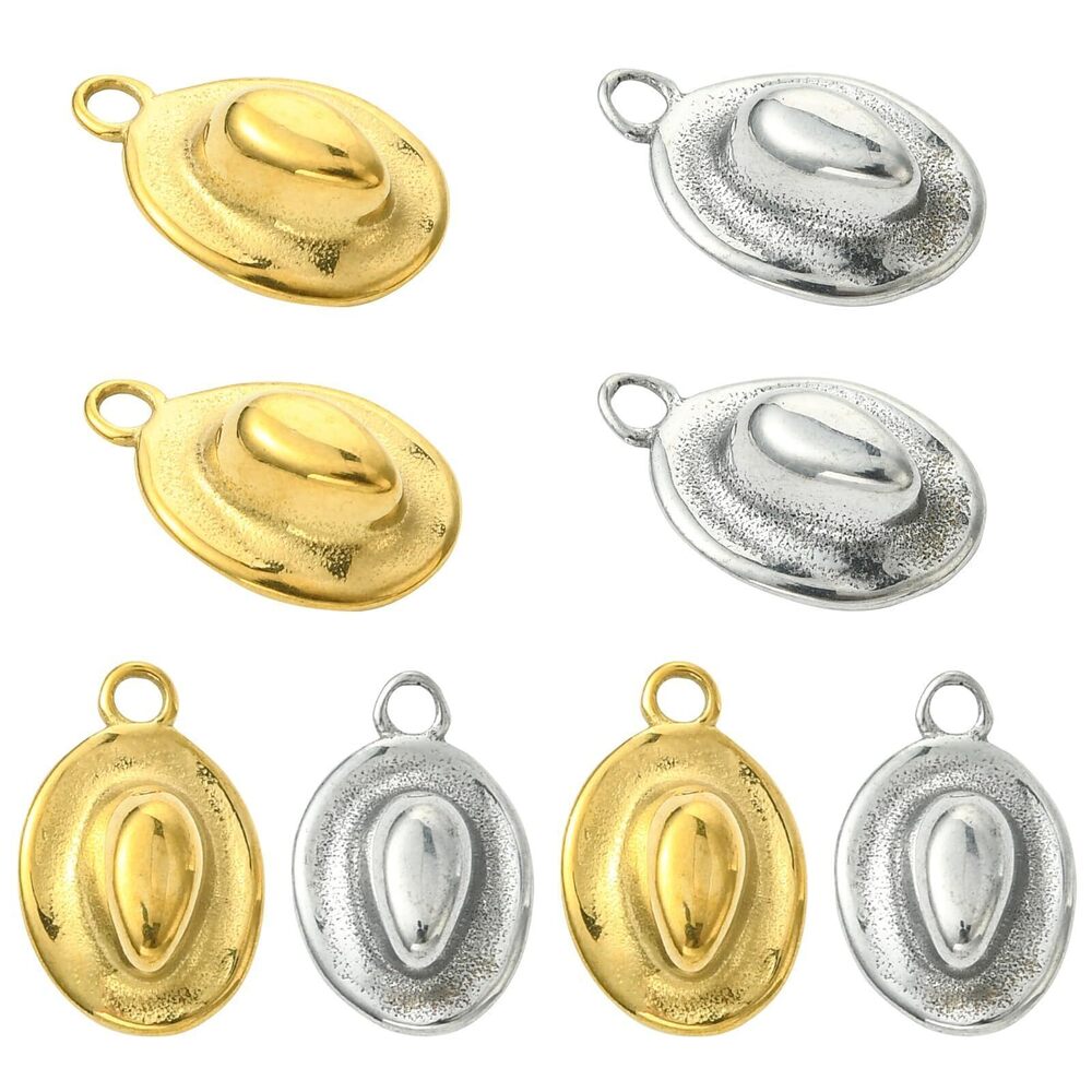 4520 10Pcs Classic 2 Colors Cowboy Hat Stainless Steel Charms Western Style